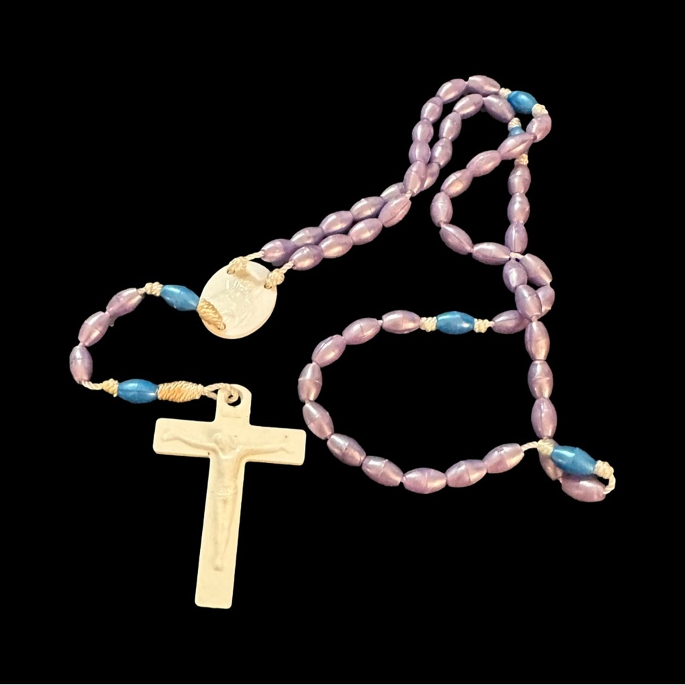 Purple and Blue Beaded Rosary with Cross